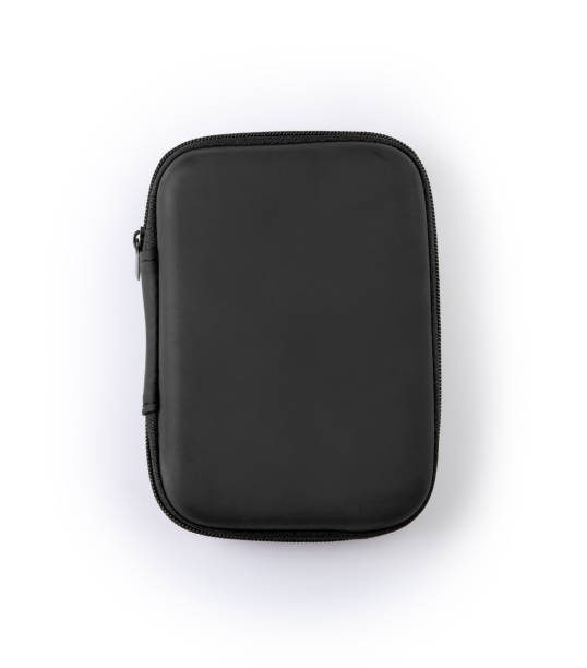 istock Portable external hard drive and carrying case isolated on white background. 1392053137