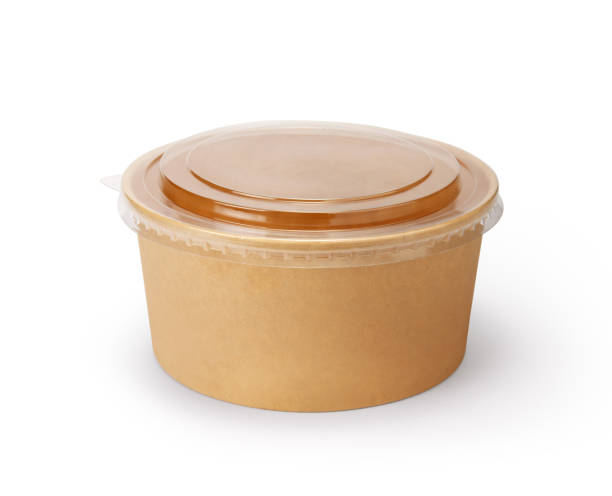 istock Paper food container with plastic lid isolated on white background. Packaging template mockup collection. With clipping Path included. 1392053138