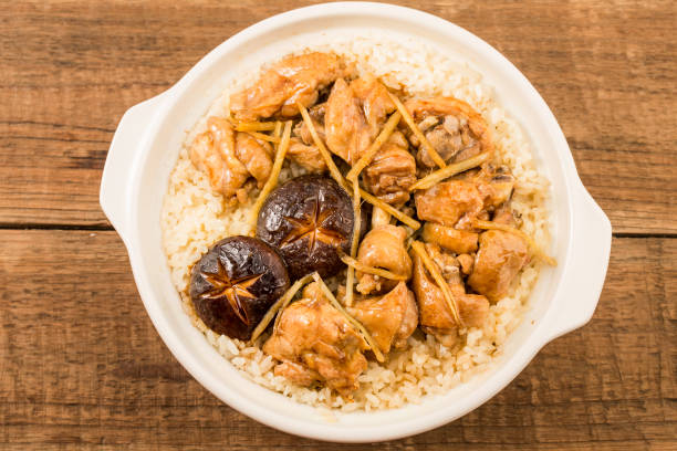 istock Cantonese style rice with chicken and mushroom 1392056412