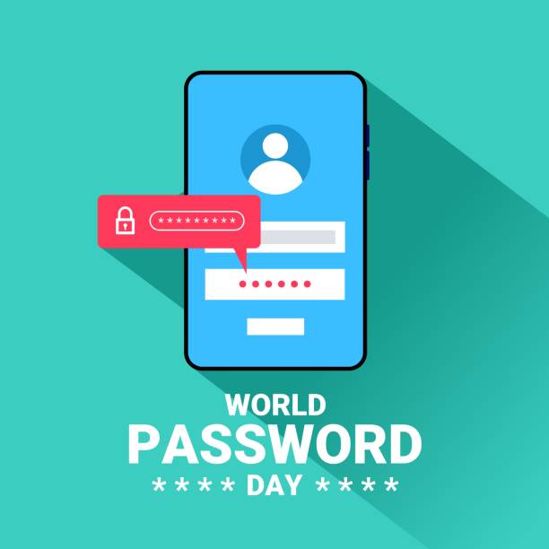 istock Vector illustration of a smartphone with password security, as a banner, poster or template on world password day. 1392056415