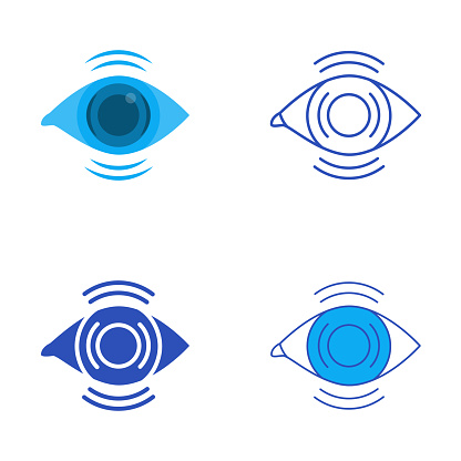 Blurry vision icon set in flat and line style. Blurred eyesight symbol. Vector illustration.