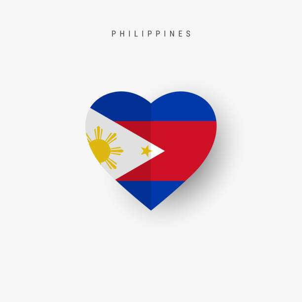 филиппинский флаг в форме сердца. оригами бумага вырезана филиппинским национальным знаменем - philippino flag stock illustrations
