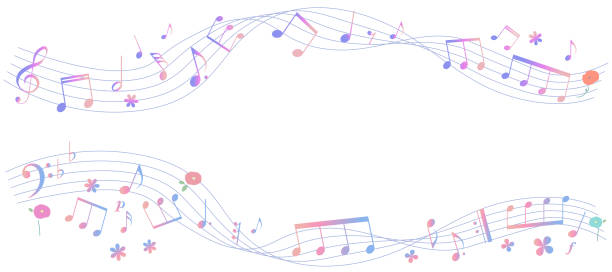 рамочная иллюстрация нот с изображением весны - music musical note sheet music musical staff stock illustrations