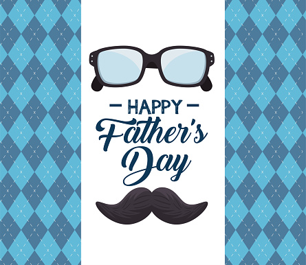 fathers day lettering card with mustache