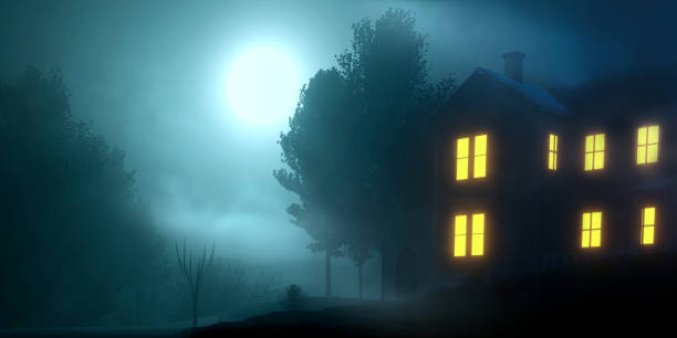 istock Foggy and creepy old house. 3d illustration 1392069637