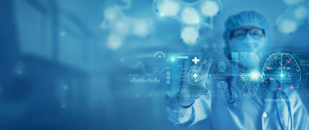 istock Doctor analysis and checking brain testing result of science and medicine laboratory diagnostics with virtual computer interface, Innovative technology science and medicine concept, blue tone 1392073412