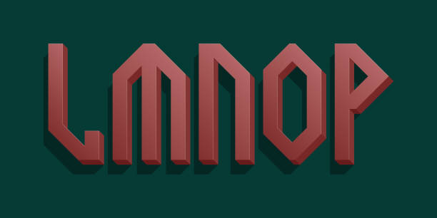 L, M, N, O, P red volumetric letters. Urban 3d retro font. L, M, N, O, P red volumetric letters. Urban 3d retro font. 3d red letter o stock illustrations
