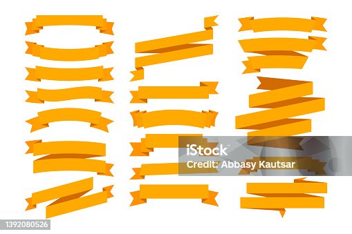 istock Ribbon Text banner flat tape icon vector set 1392080526