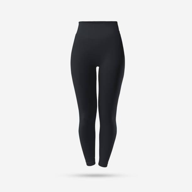 istock Black women's leggings mockup, 3D rendering, isolated on background, front view. 1392083007