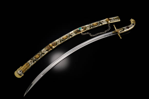 istock collectible silver dagger with scabbard on black 1392085243