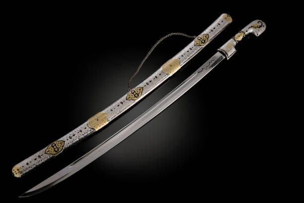 istock collectible silver dagger with scabbard on black 1392085262