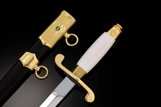 istock collectible silver dagger with scabbard on black 1392085277