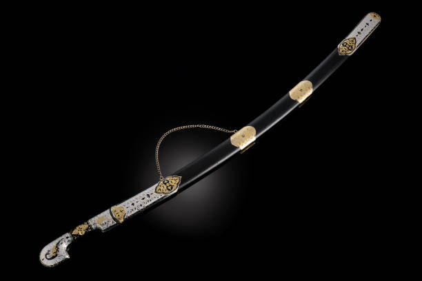 istock collectible silver dagger with scabbard on black 1392085281
