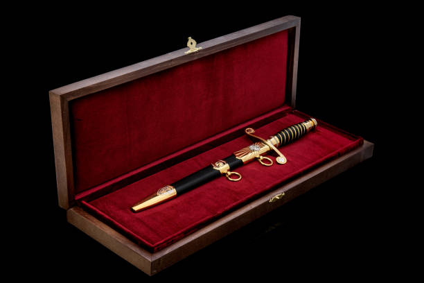 istock collectible silver dagger with scabbard on black 1392085294
