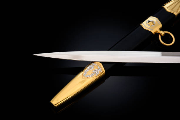 istock collectible silver dagger with scabbard on black 1392085301
