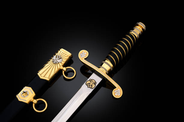istock collectible silver dagger with scabbard on black 1392085302