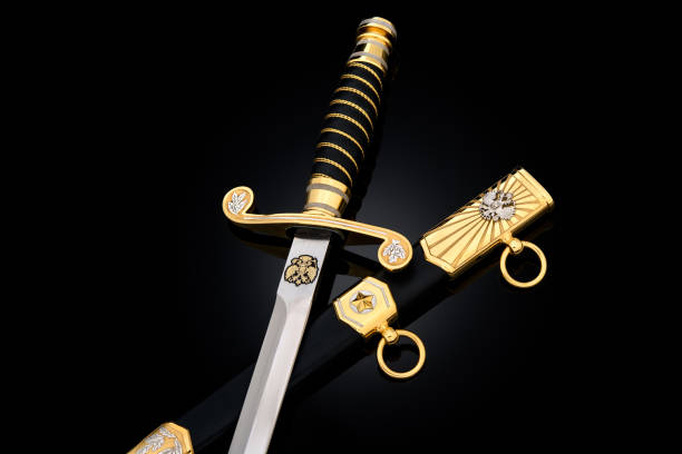 istock collectible silver dagger with scabbard on black 1392085303