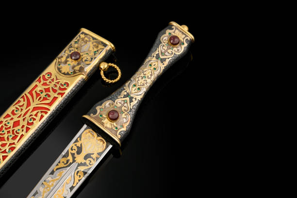 istock collectible silver dagger with scabbard on black 1392085309