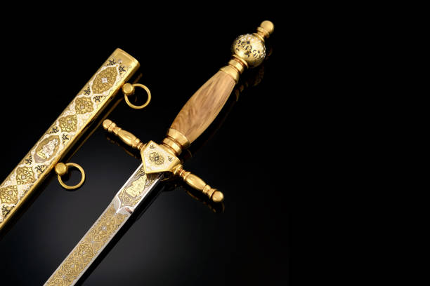 istock collectible silver dagger with scabbard on black 1392085330