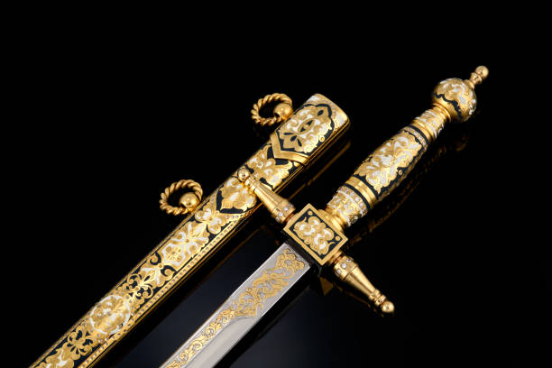 istock collectible silver dagger with scabbard on black 1392085333