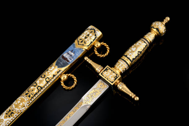 istock collectible silver dagger with scabbard on black 1392085340