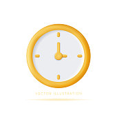 Round clock icon. Timekeeping , measurement of time, timer, time management, deadline concept. 3d vector icon in cartoon minimal style