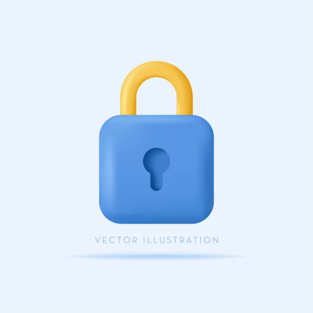 ilustraciones, imágenes clip art, dibujos animados e iconos de stock de icono de candado. concepto de seguridad, seguridad, cifrado, privacidad. icono vectorial 3d en estilo minimalista de dibujos animados - candado