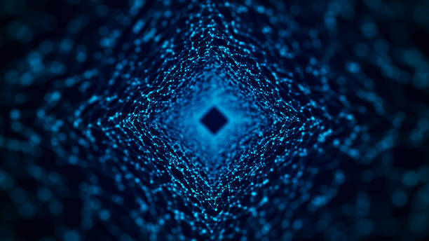 istock Abstract particle flow in cyberspace. Futuristic 3D portal. Digital technology web flow. Big data visualization. 3d rendering. 1392086802