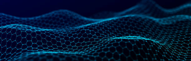 istock Futuristic blue hexagon dynamic wave. Futuristic honeycomb concept. Digital technology web flow. Big data visualization. 3D rendering. 1392087080