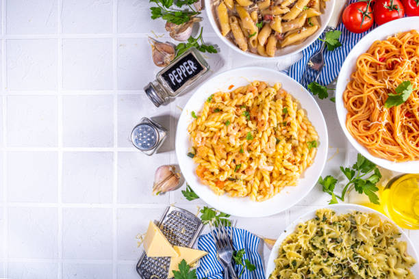 istock Set of pasta with different sauces 1392087258