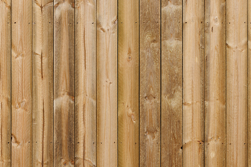 Natural wood grain showing in a timber fence.