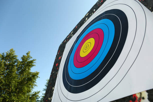 istock Archery target outdoors on summer day, closeup 1392090646