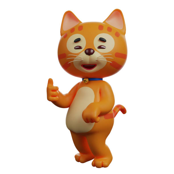 istock 3D Cat Cartoon Illustration with a happy smile 1392091003