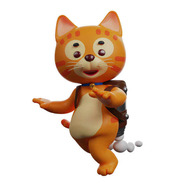 Amazing Cat 3D Cartoon Picture wearing a rocket machine