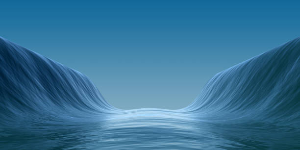 ureal concave ocean surface with horizon stock photo
