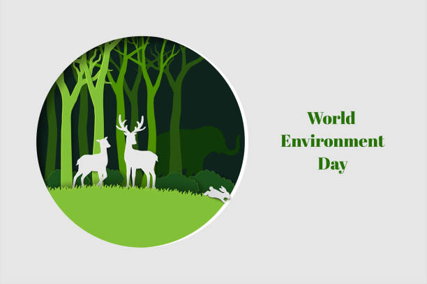 istock World environment day concept,eco friendly design with paper cut animals wildlife on round frame 1392094132