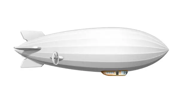 Vector illustration of Airship Blank White Flying Transportation Vector