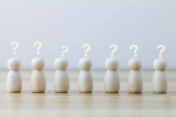 istock Human wood with sign question mark icon. Copy space for your text 1392097882