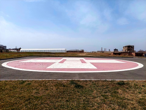 Helipad at the Erebuni Medical Center, in Yerevan, Armenia. Emergency medical care.