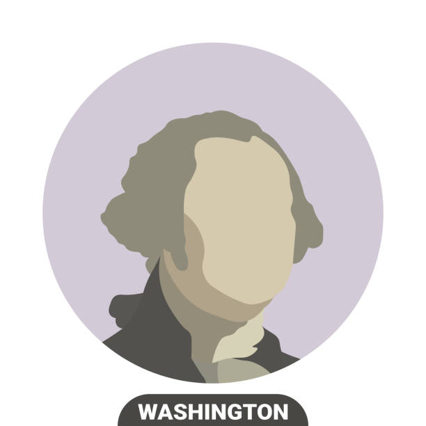 george washington, amerykański żołnierz, mąż stanu i ojciec założyciel, pierwszy prezydent stanów zjednoczonych. portret wektorowy na białym tle - founding fathers stock illustrations