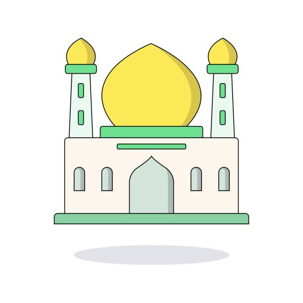 stockillustraties, clipart, cartoons en iconen met arab palace colorful illustration. outline arab palace. - rohingya