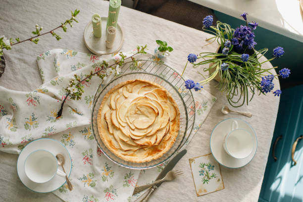 istock homemade apple pie in light colors in a transparent form, high quality 1392102416