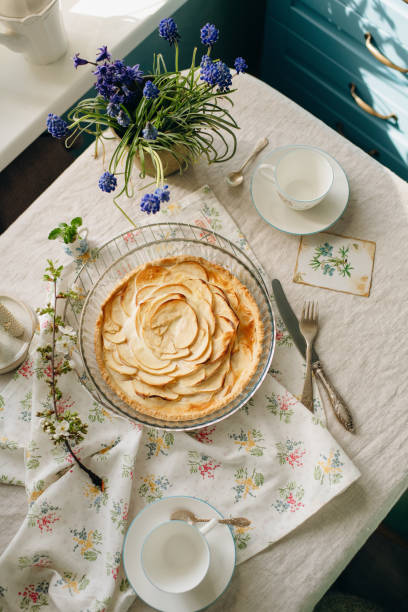istock homemade apple pie in light colors in a transparent form, high quality 1392102419