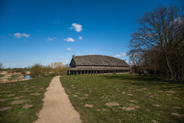 Reconstructed viking longhouse by the fortress Trelleborg. 16 such long houses lay in 4 quadrants in the fortress.