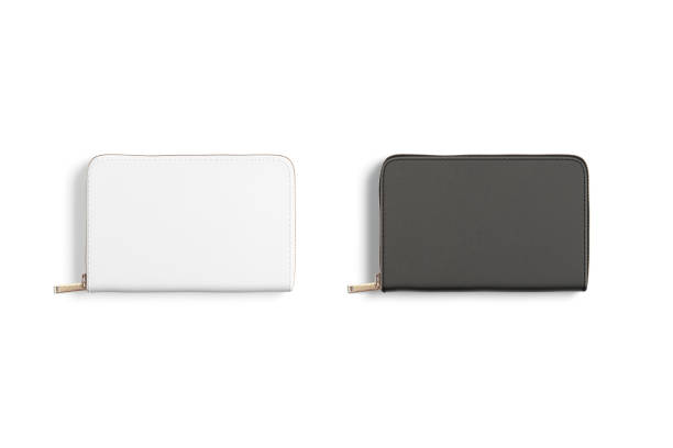 istock Blank black and white small money wallet mockup, top view 1392115593