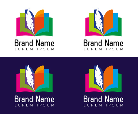 Vector Illustration with a Two Options Transparent and Opaque of a Colorful Open Book Brand Icon Symbol Clip Art Logo