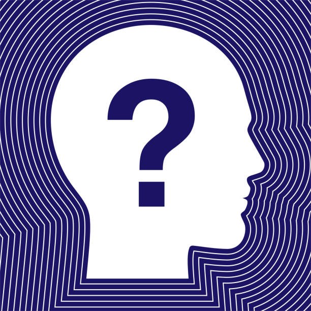 istock Psychological concept vector illustration of a man head, with a question mark and signal lines. 1392115950