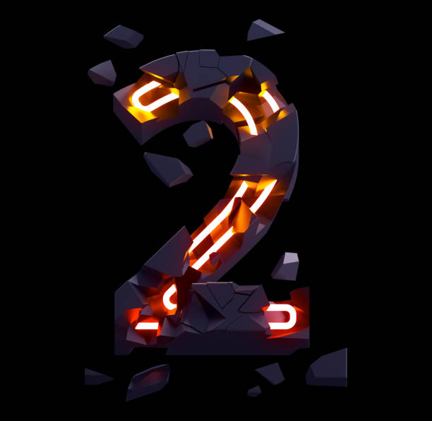istock Destruction light neon font. Number 2 1392116850