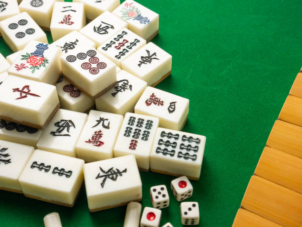 istock The mahjong on table ancient asian board game close up image 1392119888