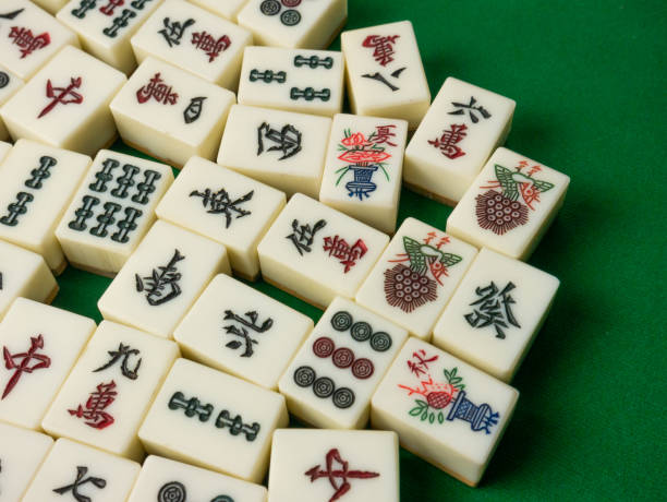 istock The mahjong on table ancient asian board game close up image 1392119905